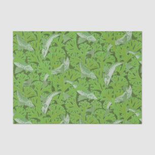 Vintage Blue Fish & Seaweed: Art Nouveau Nautical  Tissue Paper
