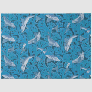 Vintage Blue Fish & Seaweed: Art Nouveau Nautical Tissue Paper
