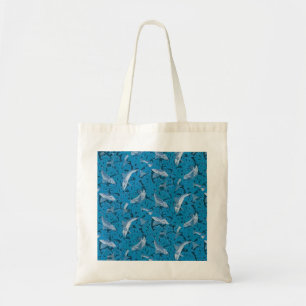 Vintage Blue Fish & Seaweed: Art Nouveau Nautical  Tote Bag