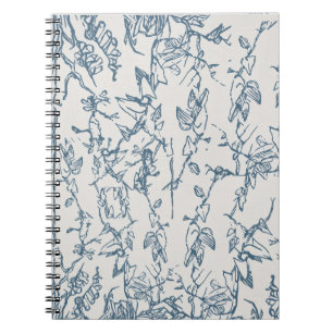 Vintage Blue Flora Pattern Spiral Photo Notebook