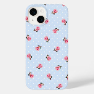 Vintage Blue Floral and Dots Case-Mate iPhone 14 Case