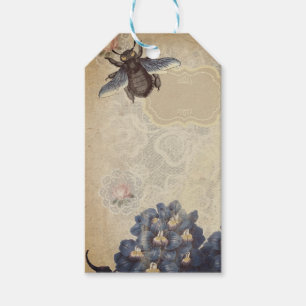 Vintage Blue Floral Bee Scrapbook Gift Tags