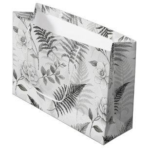 Vintage Blue Floral Botanical Pattern (1) Large Gift Bag