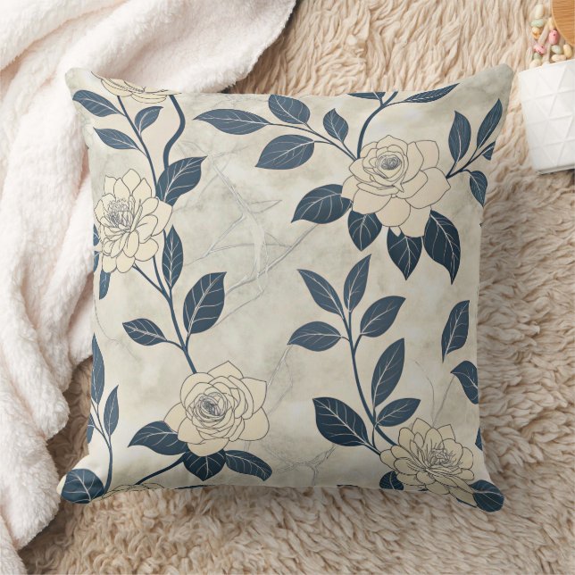 Vintage Blue Floral Botanical Pattern (3) Cushion (Blanket)