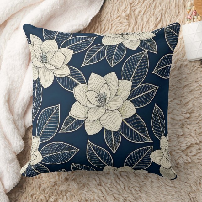 Vintage Blue Floral Botanical Pattern (5) Cushion (Blanket)