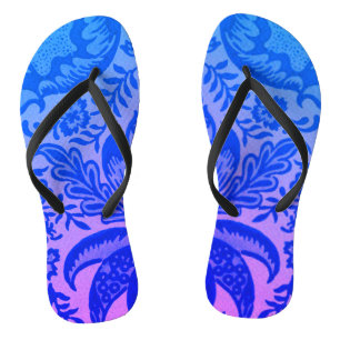 Vintage Blue Floral Botanical Pattern Jandals