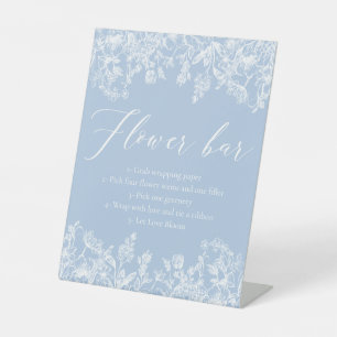 Vintage Blue Floral Bridal Shower Flower Bar Sign