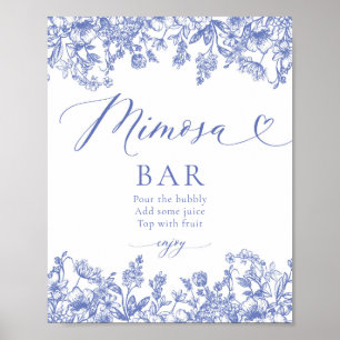 Vintage Blue Floral Bridal Shower Mimosa Bar Sign