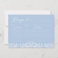 Vintage Blue Floral Bridal Shower Recipe Card