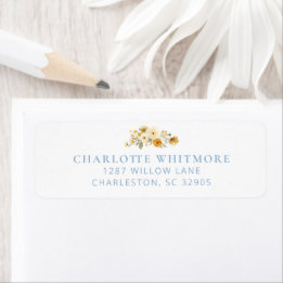 Vintage Blue Floral Cluster Return Address Label