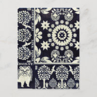 vintage blue floral flowers fabric textile art