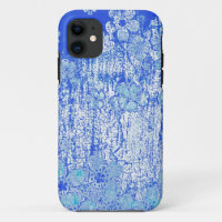 Vintage blue floral grunge wall background