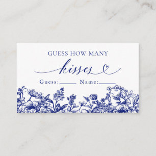 Vintage Blue Floral Guess How Many Kisses Game Business Card