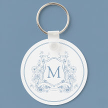 Vintage Blue Floral Monogram
