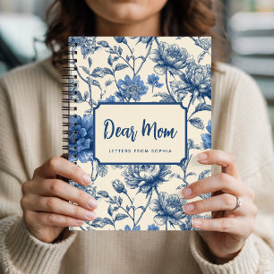 Vintage Blue Floral Mother’s Day   Cusotm Dear Mum Notebook