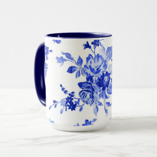 Vintage Blue Floral Pattern Mug