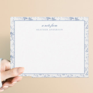 Vintage Blue Floral Personalised Stationery Card