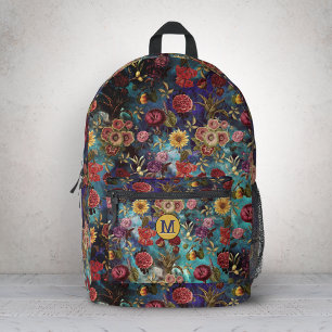Vintage blue Floral Printed Backpack