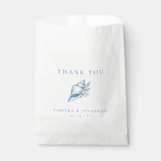 Vintage Blue Floral Shell Wedding Thank You Favour Bags