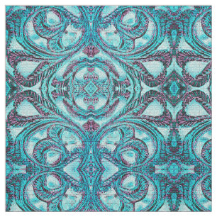 Vintage Blue Floral Swirl Fabric