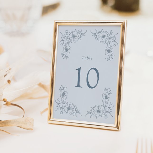 Vintage Blue Floral Table Number (Vintage Blue Floral Table Number
)