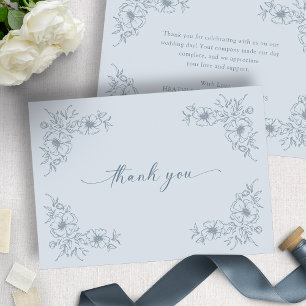 Vintage Blue Floral Thank You Card