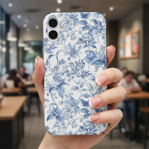 Vintage Blue Floral Toile Elegant 