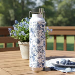 Vintage Blue Floral Toile Elegant Water Bottle<br><div class="desc">Elevate your hydration options with this gorgeous blue floral toile curtain. Featuring a timeless blue and white toile-style botanical pattern that evokes classic elegance,  this design is as beautiful as it is functional. Get ready to decorate in elegant style! Created by Simply Farmhouse Press.</div>