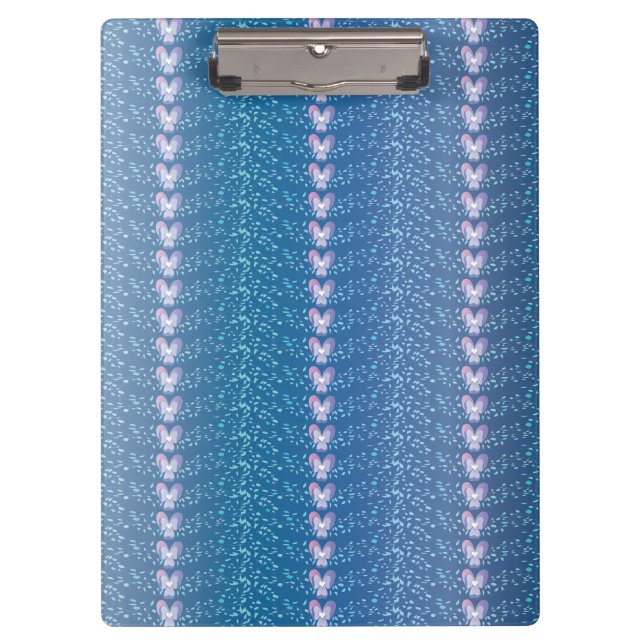 Vintage Blue Floral Violets wallpaper pattern Clipboard (Front)