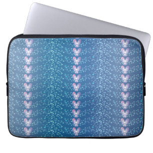 Vintage Blue Floral Violets wallpaper pattern Laptop Sleeve