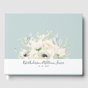 Vintage Blue Floral Wedding Guest Book