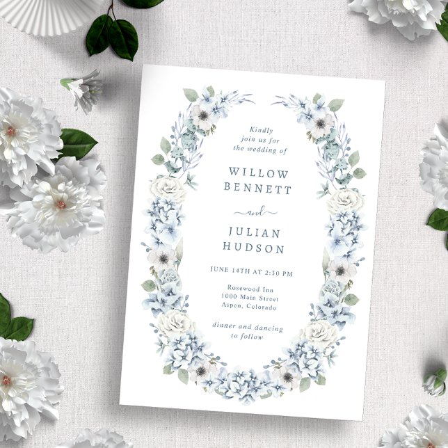 Vintage Blue Floral Wedding Invitation (Creator Uploaded)