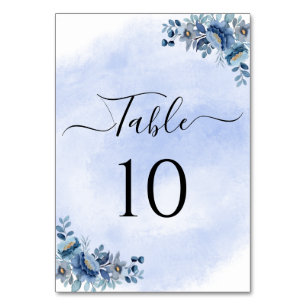 Vintage Blue Floral Wedding Table Numbers