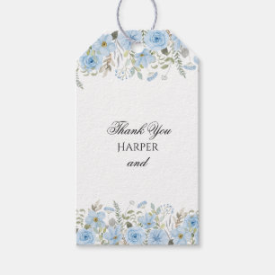 Vintage Blue Floral Wedding Thank You Favour Tags