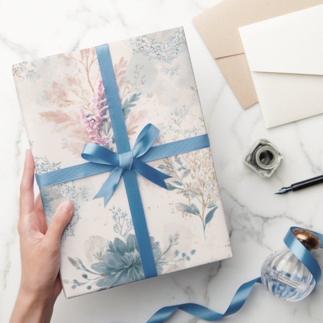 Vintage Blue Floral Wrapping Paper (Gifting)