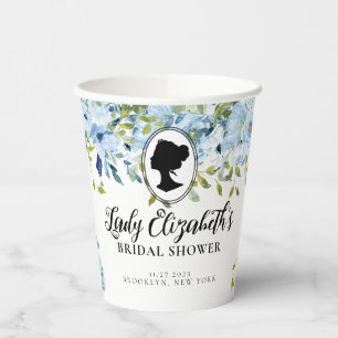 Vintage Blue Florals Regency Society Bridal Shower Paper Cups