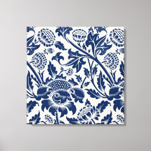 Vintage Blue Flower Pattern Canvas Print