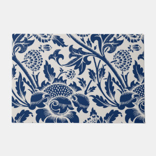 Vintage Blue Flower Pattern Doormat