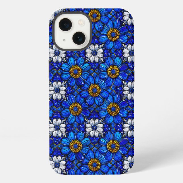 Vintage Blue Flower Pattern Timeless Botanical iPhone Case (Back)