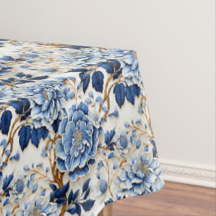 Vintage Blue Flowers Tablecloth