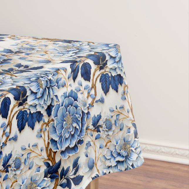 Vintage Blue Flowers Tablecloth (In Situ)