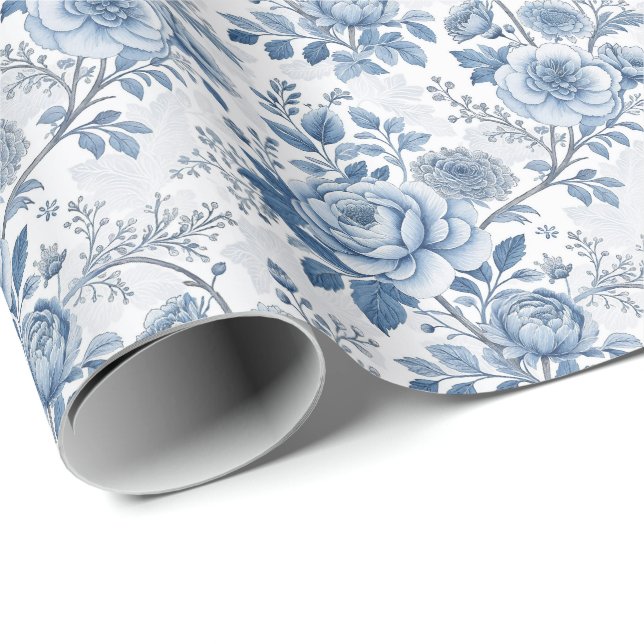 vintage blue flowers wrapping paper (Roll Corner)