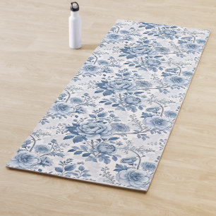 vintage blue flowers yoga mat