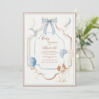 Vintage Blue Frame Puppy Dog Balloons Baby Shower