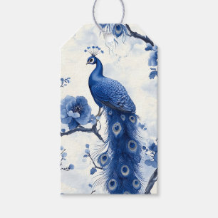 Vintage Blue French Chinoiserie Peacock Watercolor Gift Tags