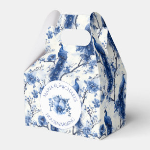 Vintage Blue French Chinoiserie Peacock Wedding Favour Box