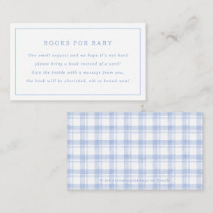 Vintage Blue Gingham Baby Shower Book For Baby Enclosure Card