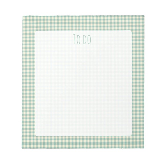 Vintage blue gingham chequered pattern notepad (Front)
