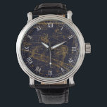 Vintage Blue Gold Aries Zodiac Constellation Watch<br><div class="desc">Inspired by the A Celestial Atlas" by Alexander Jamieson in 1822, which is a collection of vintage illustrated star charts, the design features the Aries Zodiac Constellation in gold against a dark navy blue background. Great gift for those who are born under the Aries zodiac sign. (March 21 to April...</div>