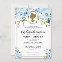 Vintage Blue Gold Florals Regency Bridal Shower